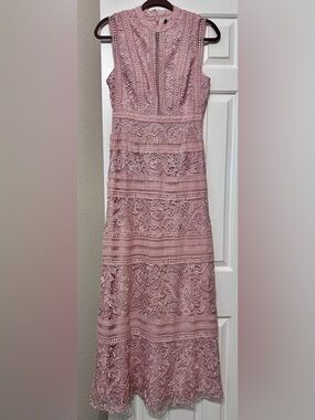 BCBGMaxAzria Blush Pink Lace Maxi Dress